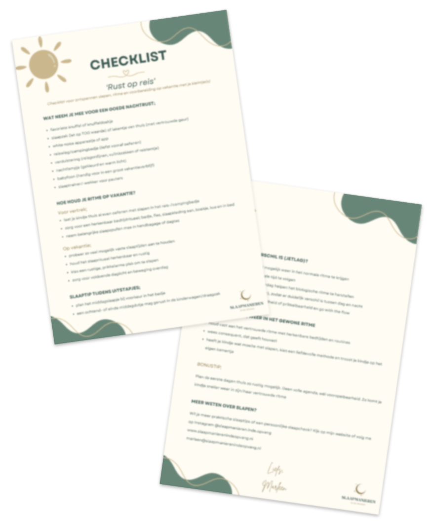 Checklist Rust op Reis | ouders - Slaapmanieren in de Opvang